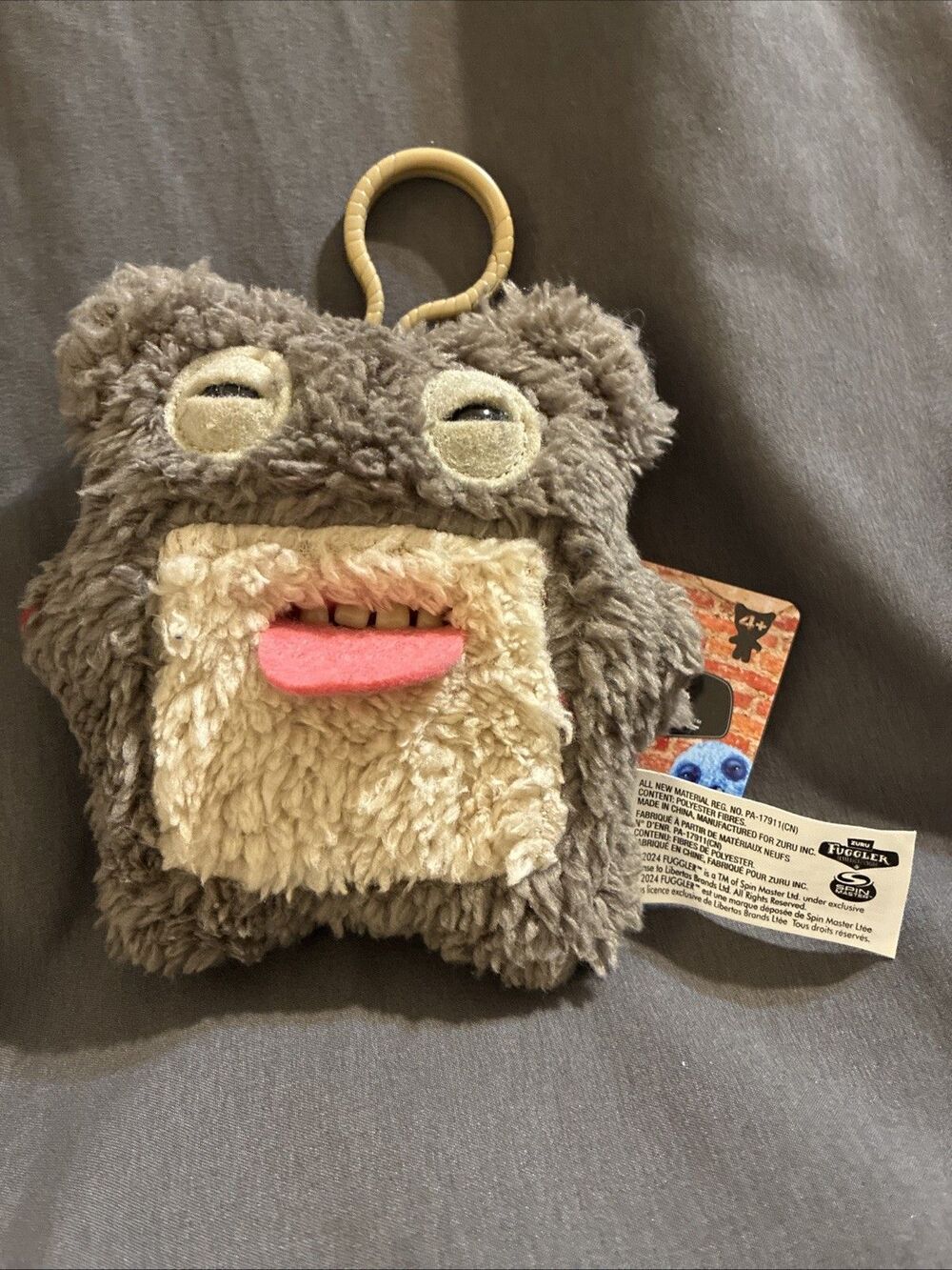NWT FUGGLER Funny Ugly Plush Monster Keyring Scaresome  Square Bear ZURU